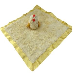 Cloud Island Yellow Chicken Baby Security Blanket Lovey Satin Trim Faux Fur 14in
